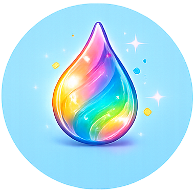 Colorful droplet on a light blue background